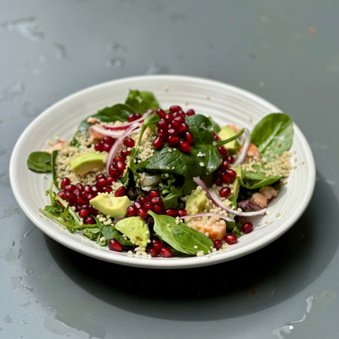 Salada de Salmão, Romã e Abacate